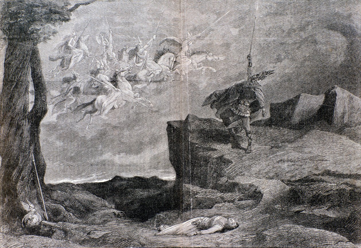 Illustration til operaen Valkyrien i Nibelungens Ring af Wagner af Anonymous Anonymous