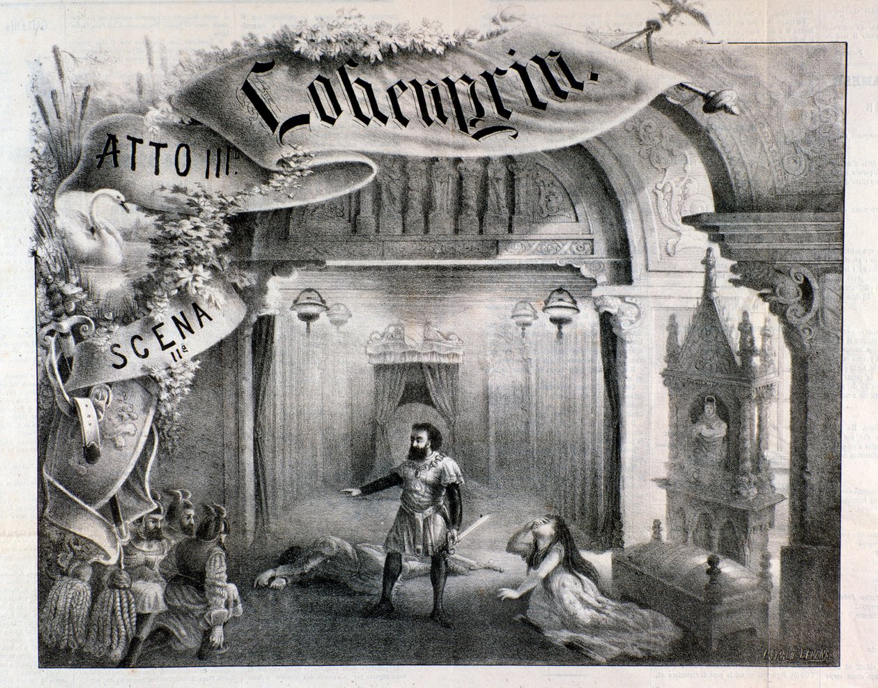 Illustration til scene 2, akt III af Lohengrin, opera af Wagner af Anonymous Anonymous