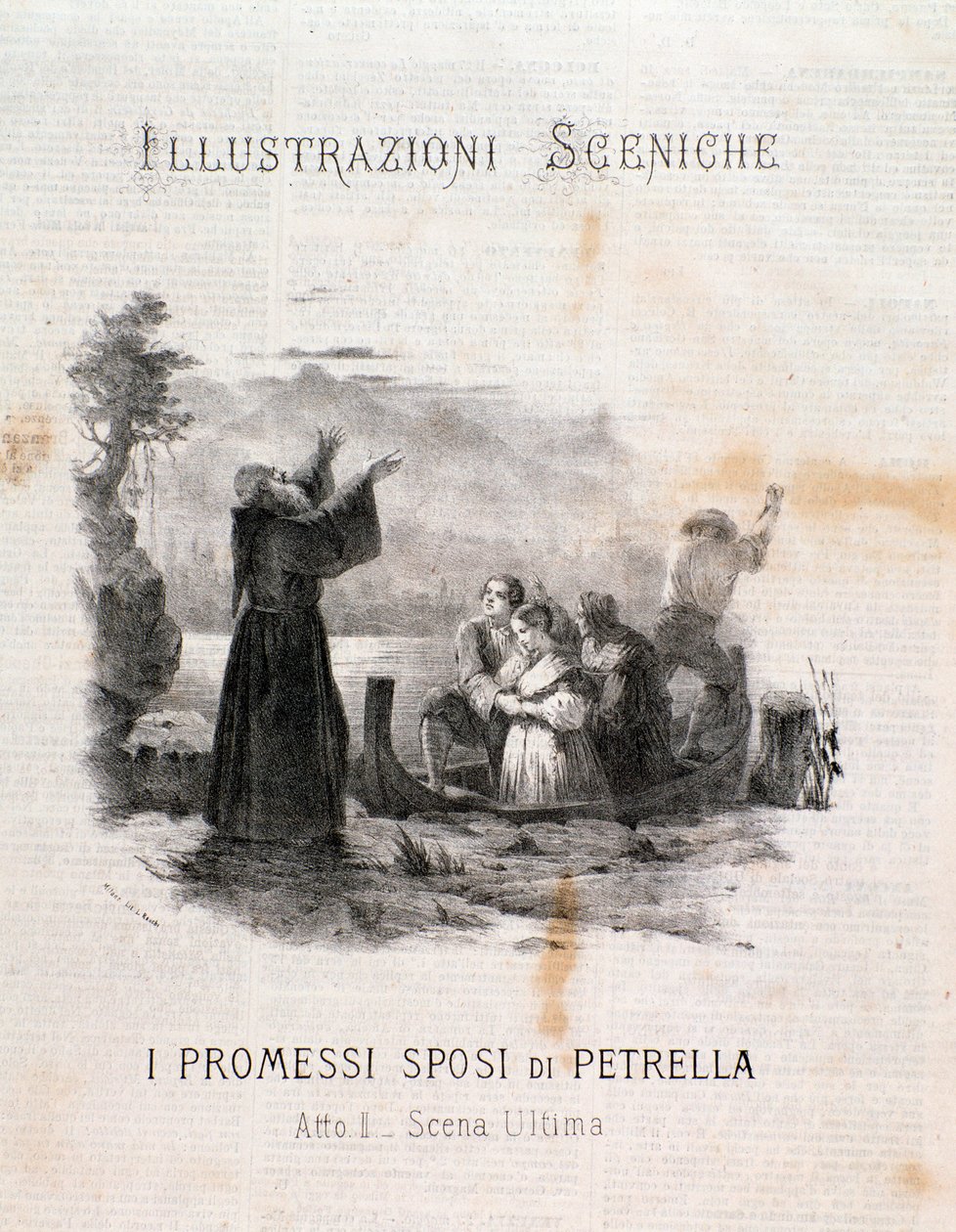 Illustration af de forlovede efter Manzoni af Errico Petrella af Anonymous Anonymous