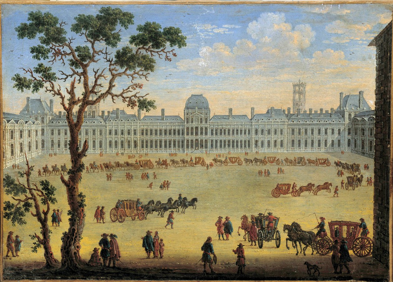 Fantasifuld udsigt over paladset og Tuileries Park Anonym maleri. 17. århundrede. Svag. 0,35x0,49 m. af Anonymous Anonymous