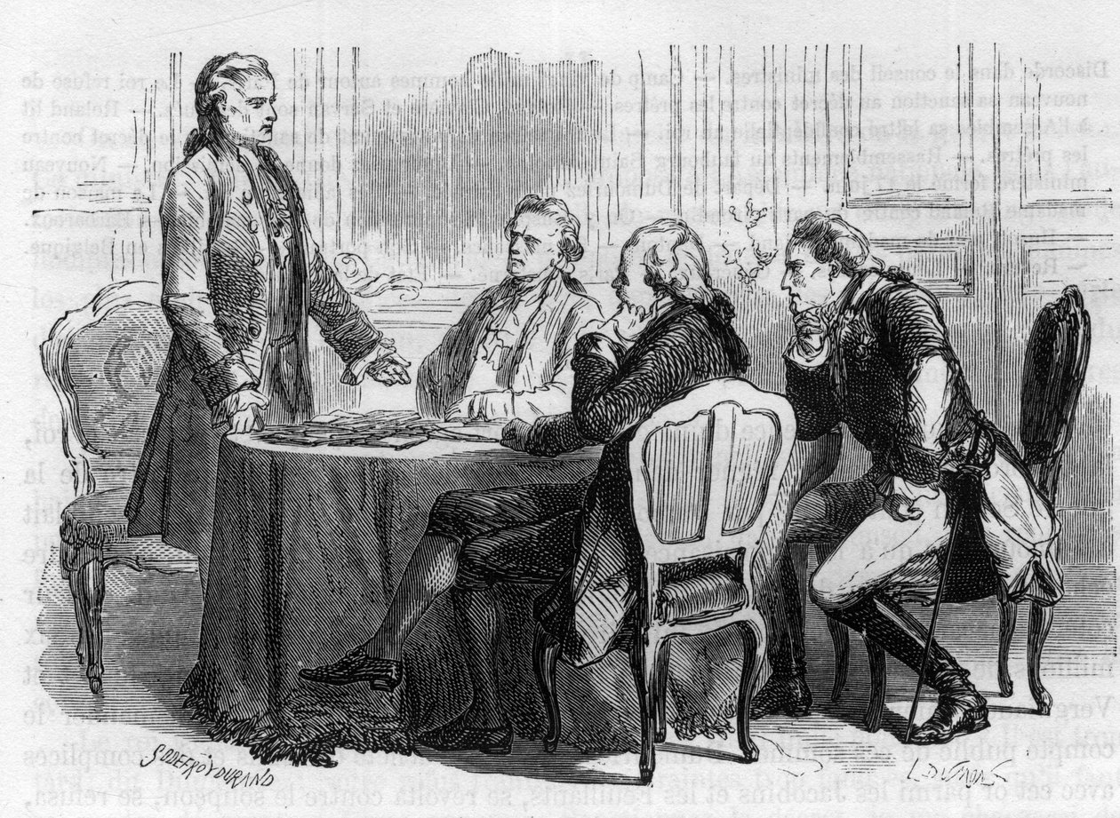 Jacques Mallet du Pan 1749-1800 - schweizisk journalist og politisk propagandist ved Frankfurt-konferencen - i 1792 forlod han Paris til Tyskland, anklaget af Ludvig XVI for en mission til sine brødre og de suveræner, der koaliserede mod Frankrig - Indgrav af Anonymous Anonymous