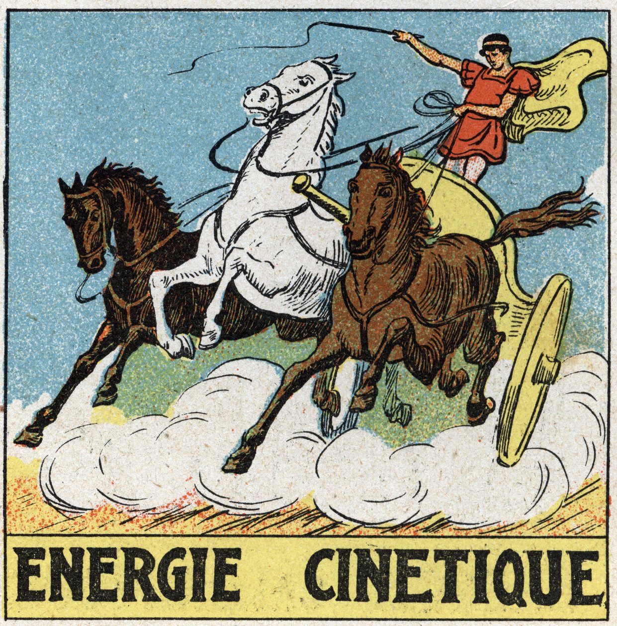 Kinetisk energi: aurige på tidspunktet for Antiquite kørsel en tank slæber af heste. Anonym illustration fra 1925. Privat samling. af Anonymous Anonymous