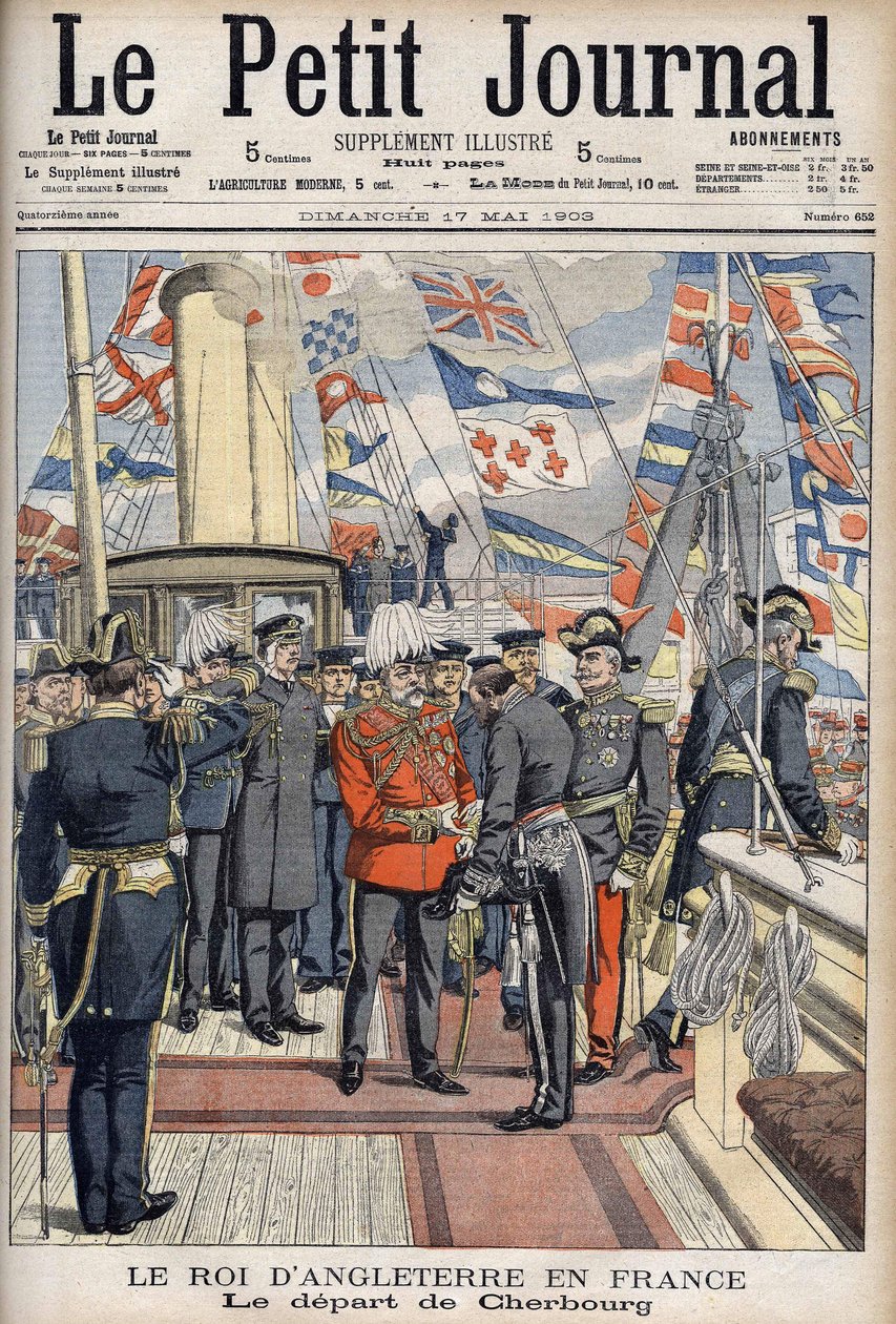 Kong Edward VII forlod Cherbourg efter en rejse til Frankrig. Le Petit Journal, maj 1903. af Anonymous Anonymous