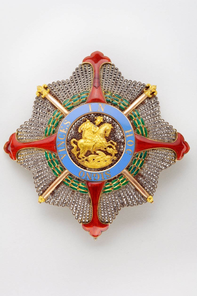 Kingdom of the Two Sicilies - Royal House of the Two Sicilies: plade af Sankt Georgs orden af Reunion - Model for stormesteren - begyndelsen af det 19. århundrede - Guld, sølv, markasit og emals - D 8,5 cm; vægt 80 g - Privat samling af Anonymous Anonymous