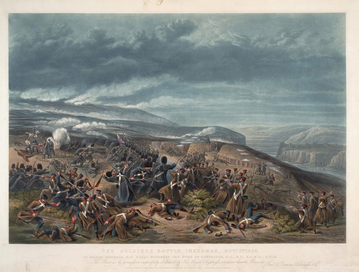 Slaget ved Inkerman fandt sted den 5. november 1854, nær Inkerman, mellem den russiske hær og en fransk-britisk koalition under Krimkrigen - Slaget ved Inkerman den 5. november af Anonymous Anonymous