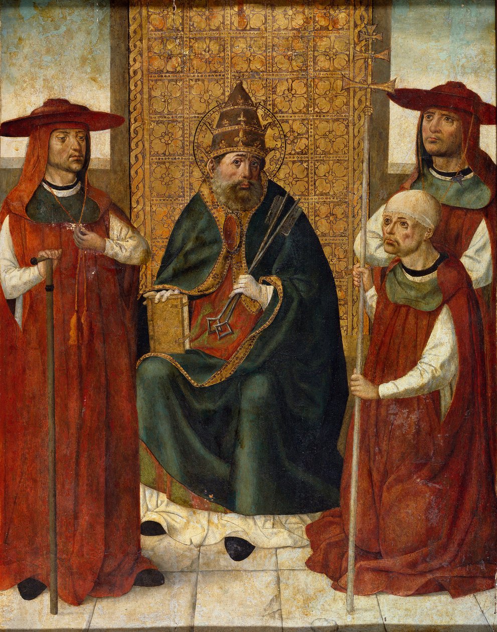 ""Kardinal Pedro Gonzalez de Mendoza beder sammen med Sankt Peter"" (Kardinal Pedro Gonzalez de Mendoza (1428-1495) beder før Sankt Peter) Anonymt maleri 1490-1495 Museo del Prado, Madrid af Anonymous Anonymous