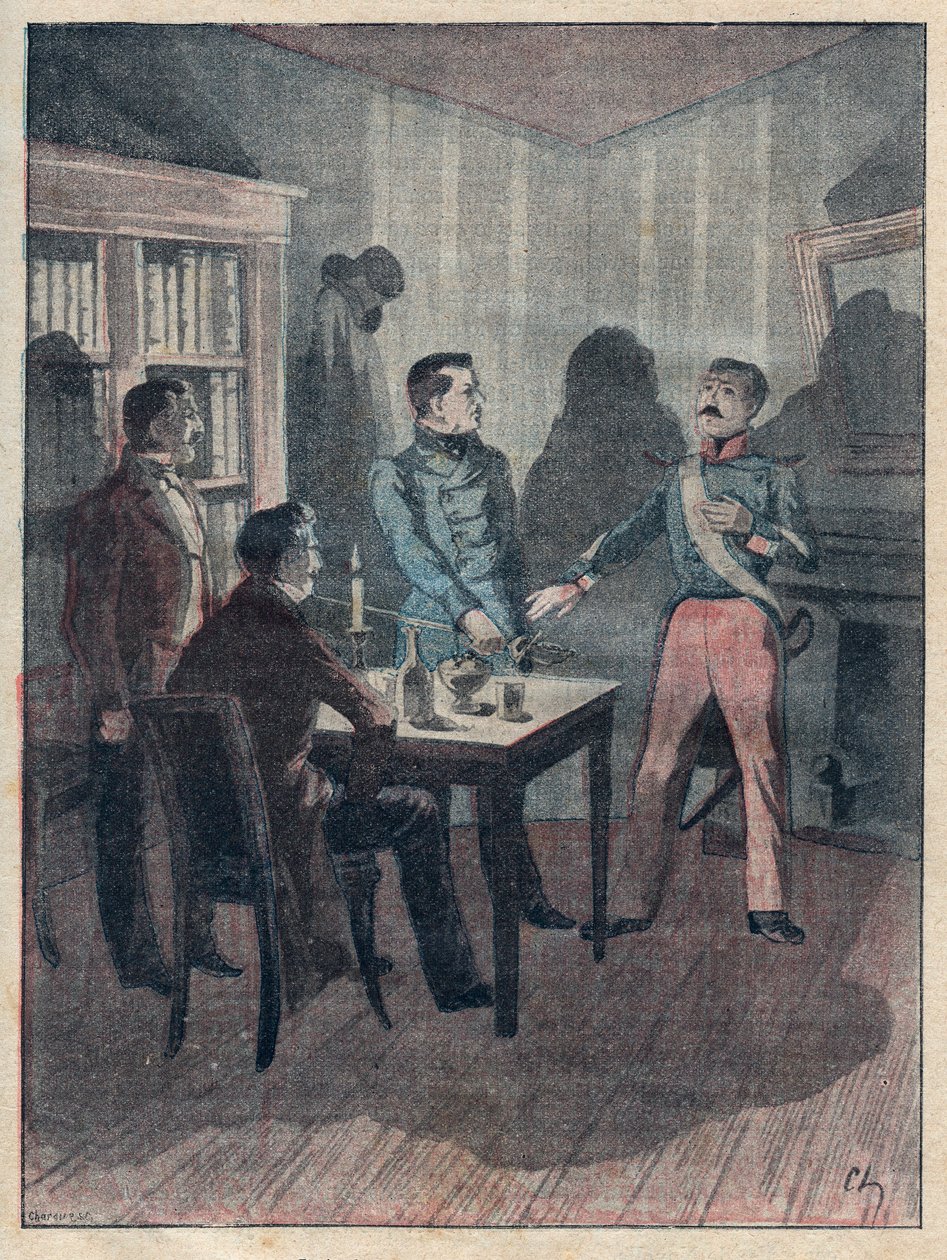 Le jure (Ed) af Bories - indgravering i "De fire sergenter i La Rochelle store historiske og dramatiske fortælling"" af Jules Beaujoint - Omkring 1900 af Anonymous Anonymous