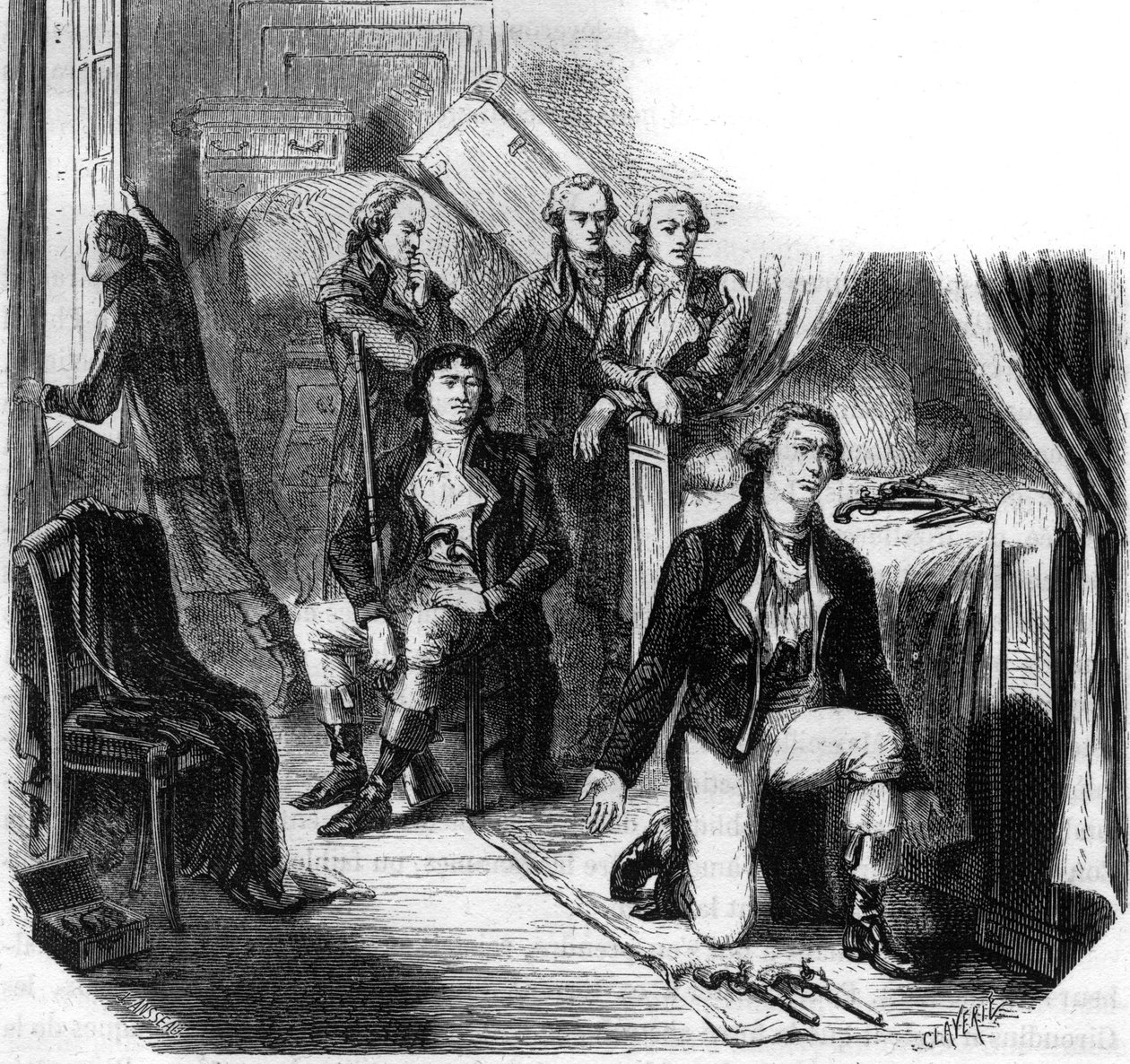 Girondinerne om natten den 31. maj 1793 (Girondinernes fald) - Indgravering i "Histoire des Girondins" af Alphonse de Lamartine (1790-1869) 1865-1866 - Privat samling af Anonymous Anonymous