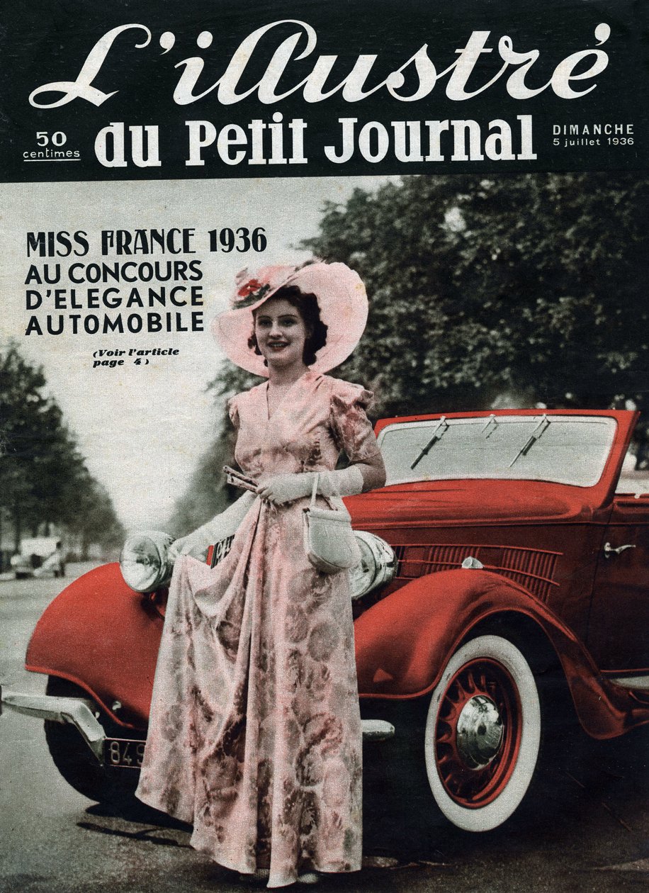 Lynne Lassal Miss France 1936 ved bilelegancekonkurrencen. En af tidsskrifterne "" L
