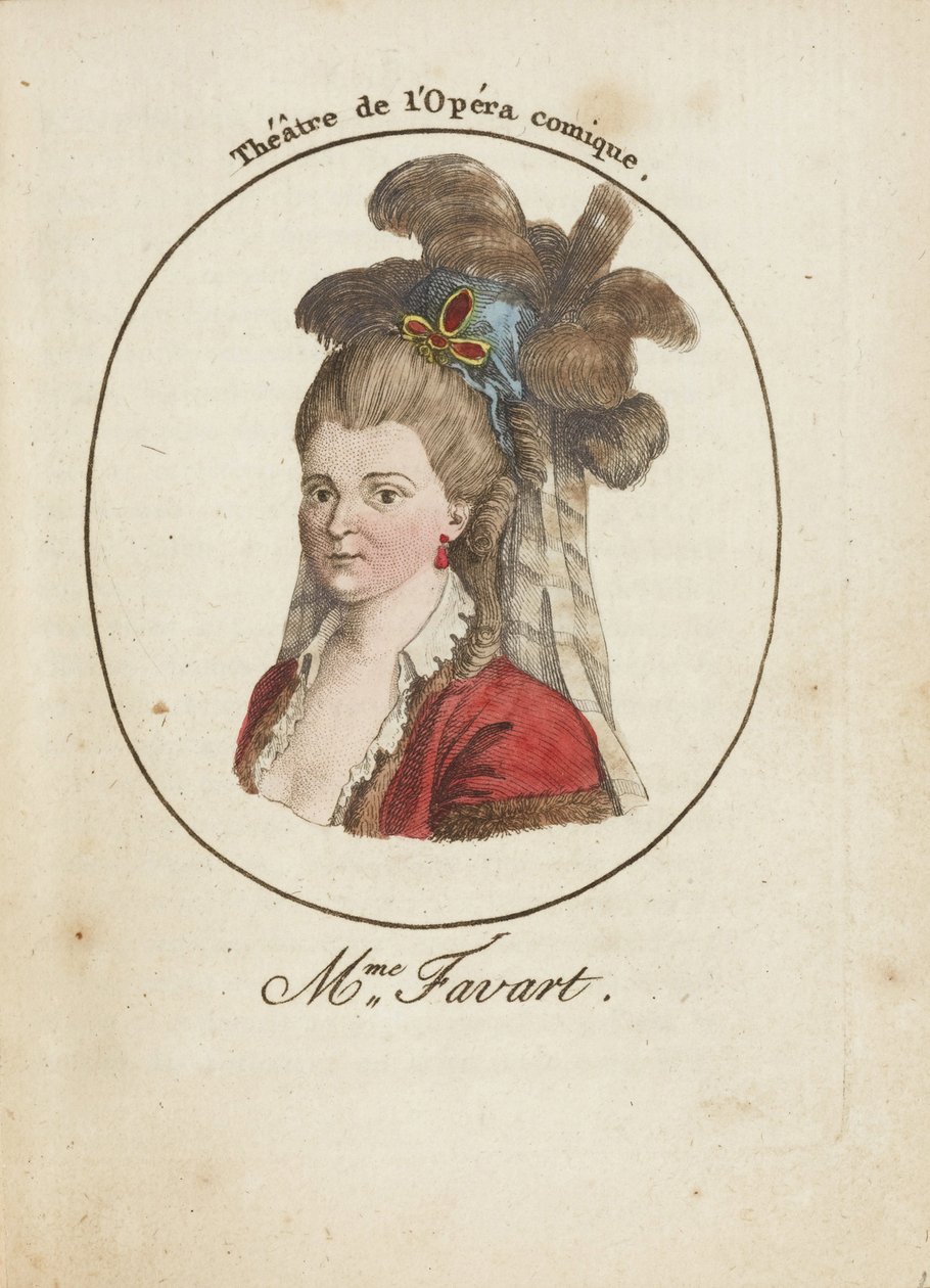 Madame Justine Favart (1727-1772) par Anonymous, slutningen af det 18. århundrede. - Kobberstik, akvarel - Privat samling af Anonymous Anonymous