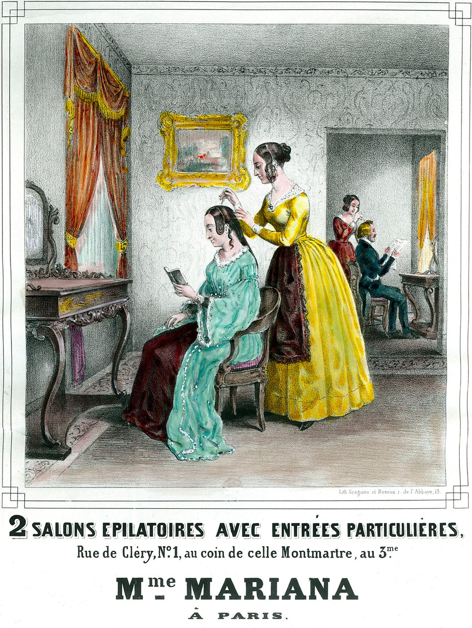 Madame Marianas skønhedssalon reklameplakat fra det 19. århundrede Privat samling af Anonymous Anonymous