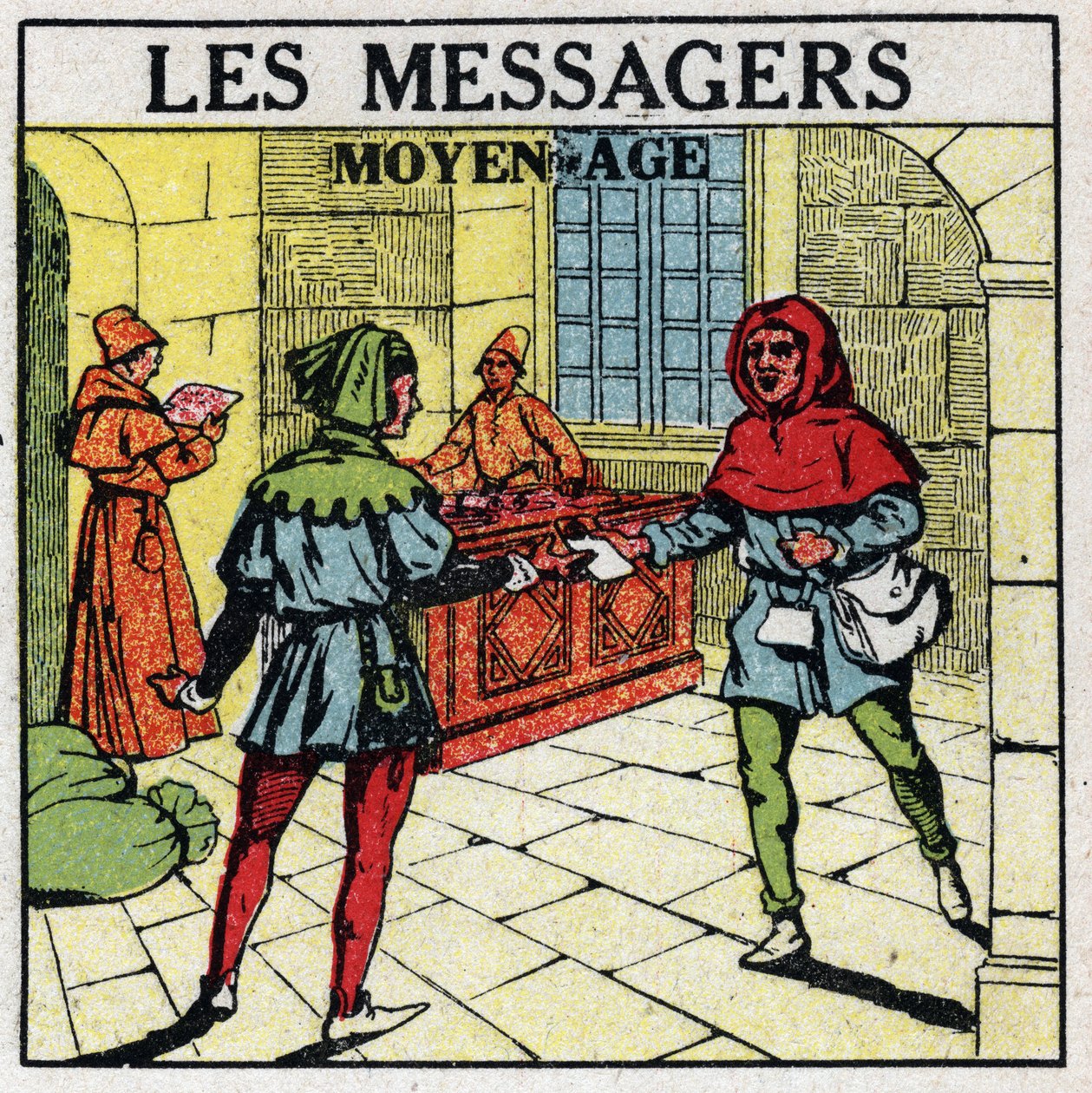 Mail: Budbringere i middelalderen. Anonym illustration af 1925. Privat samling. af Anonymous Anonymous