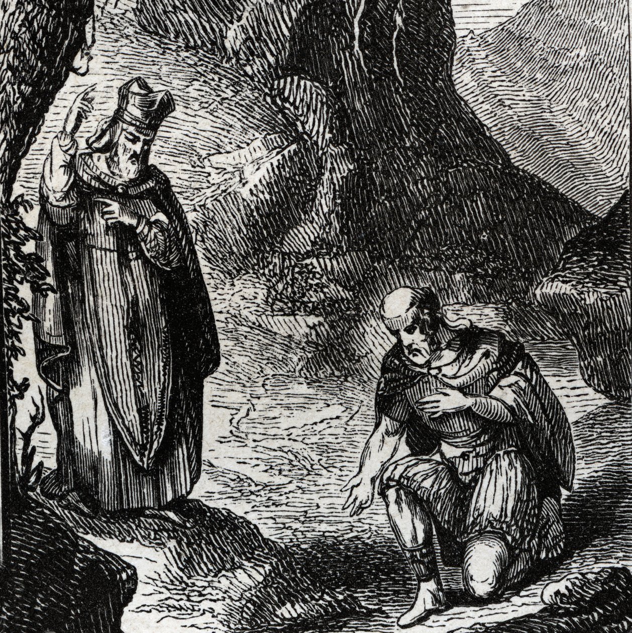 Martial de Limoges eller Saint Martial (3. århundrede) omvender lederen af det keltiske folk Lemovices - Indgravering af 1846 i "" Helgenernes liv""". Privat samling. af Anonymous Anonymous