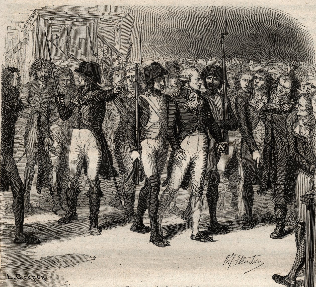Maximilien Robespierre og hans medanklagede arresteret i konventionen i 1794 Privat lim af Anonymous Anonymous