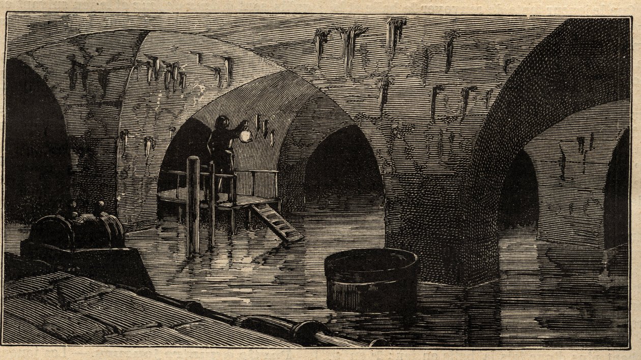 Menilamount Reservoir - Paris - 1890 - gravering 1890 af Anonymous Anonymous