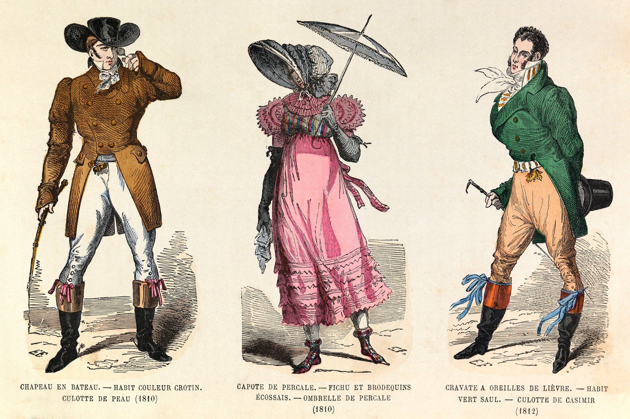 Mænds og kvinders kostumer mellem 1810 og 1812 i Paris (kejser Napoleon I