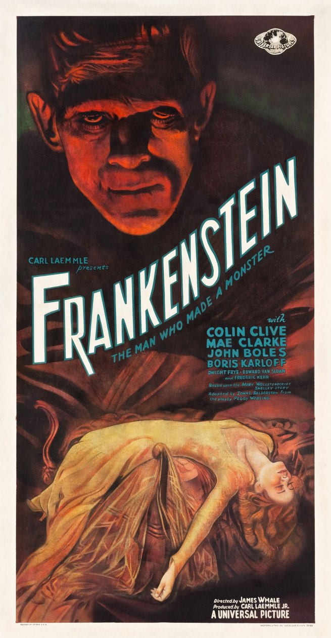 Filmplakat ""Frankenstein"" - Anonym. Farvelitografi af Anonymous Anonymous
