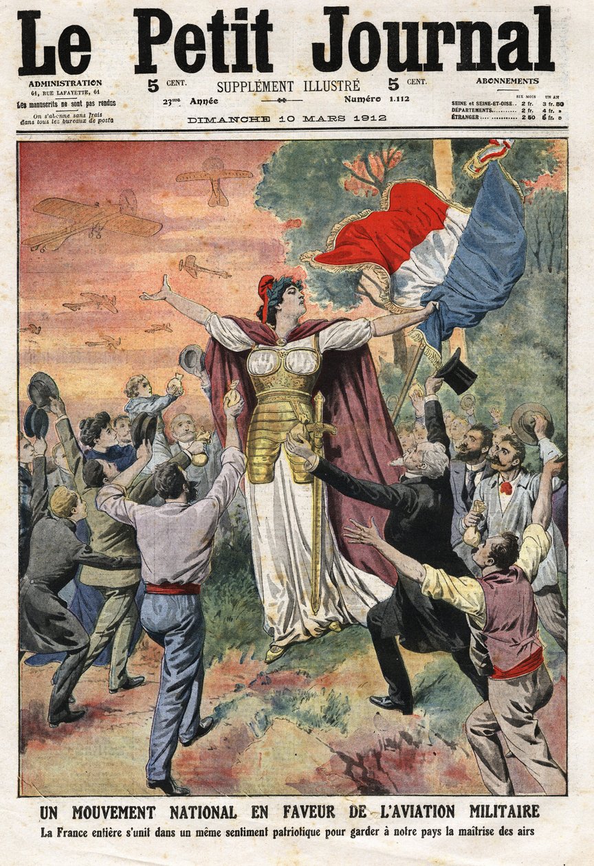 National Movement for Military Aviation: Hele Frankrig forenes i en lignende patriotisk følelse for at holde vores land i luften. Indgravering i "" Le Petite Journal"", den 10/03/1912. Privat samling. af Anonymous Anonymous