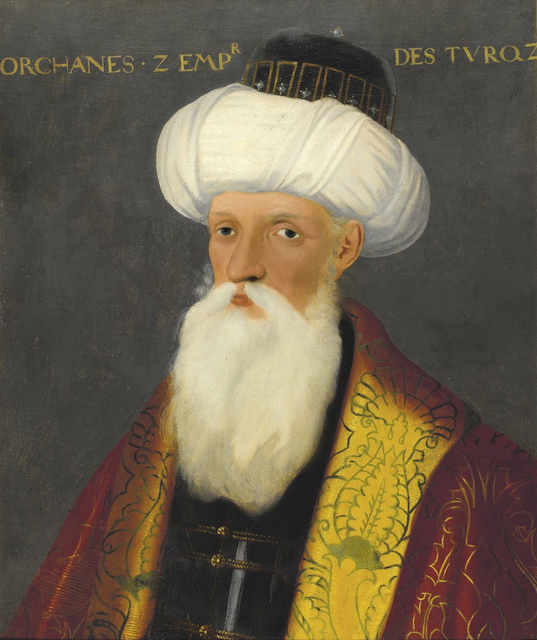Orhan, Orkhan ou Urchan - Portræt af Orhan I (1281-1362), Sultan fra Det Osmanniske Rige par Anonymous, tidligt i det 19. - Olie på lærred, 65x54 - Privat samling af Anonymous Anonymous