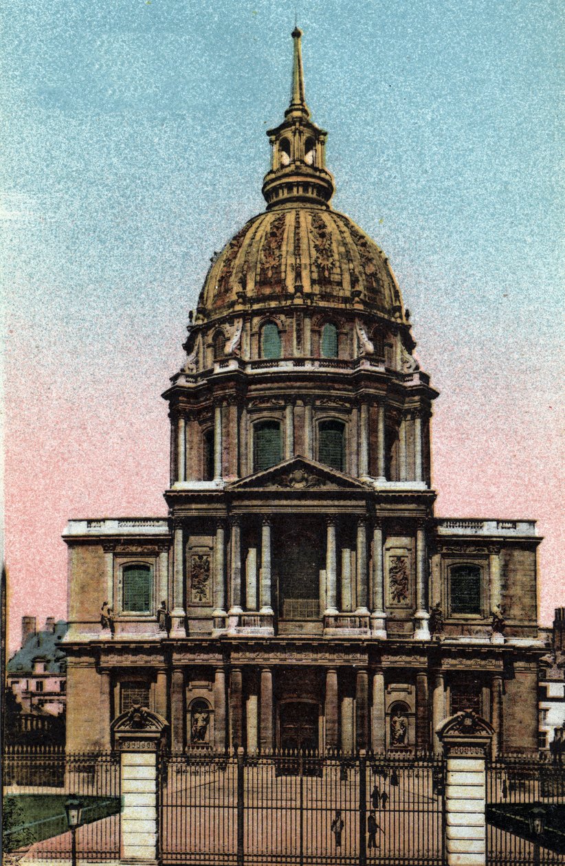 Paris: udvendig udsigt af Dome of the Hotel des Invalides realiseret af Jules Hardouin Mansart (1646-1708) på et projekt af Liberal Bruand. Fotografi af 1920 i "" Kunstnerisk Album"" af byen Paris. Privat samling. af Anonymous Anonymous