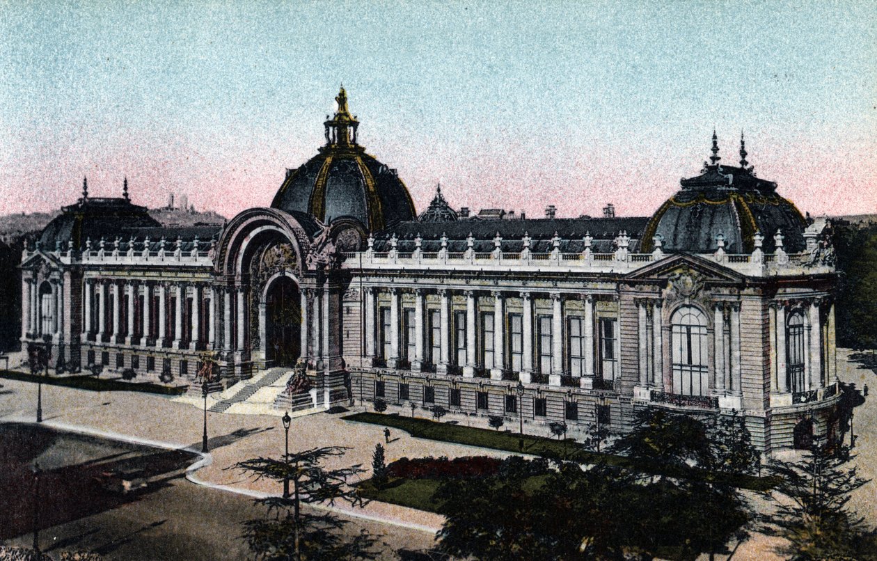 Paris: udvendig udsigt over Petit Palais åbnet i 1900, foto fra 1920 i "Kunstnerisk Album" af byen Paris af Anonymous Anonymous