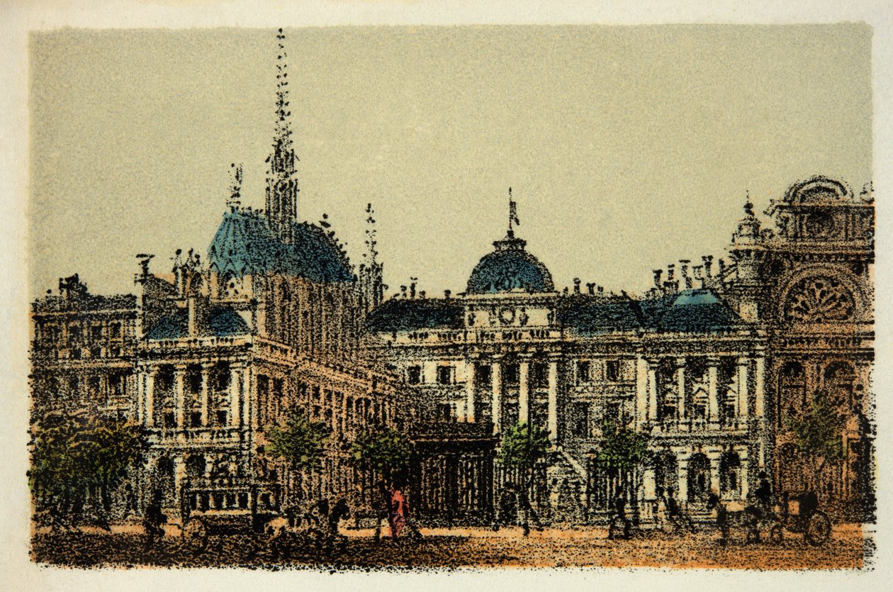Paris i 1874: Justitspaladset og Sainte Chapelle, privat samling af Anonymous Anonymous