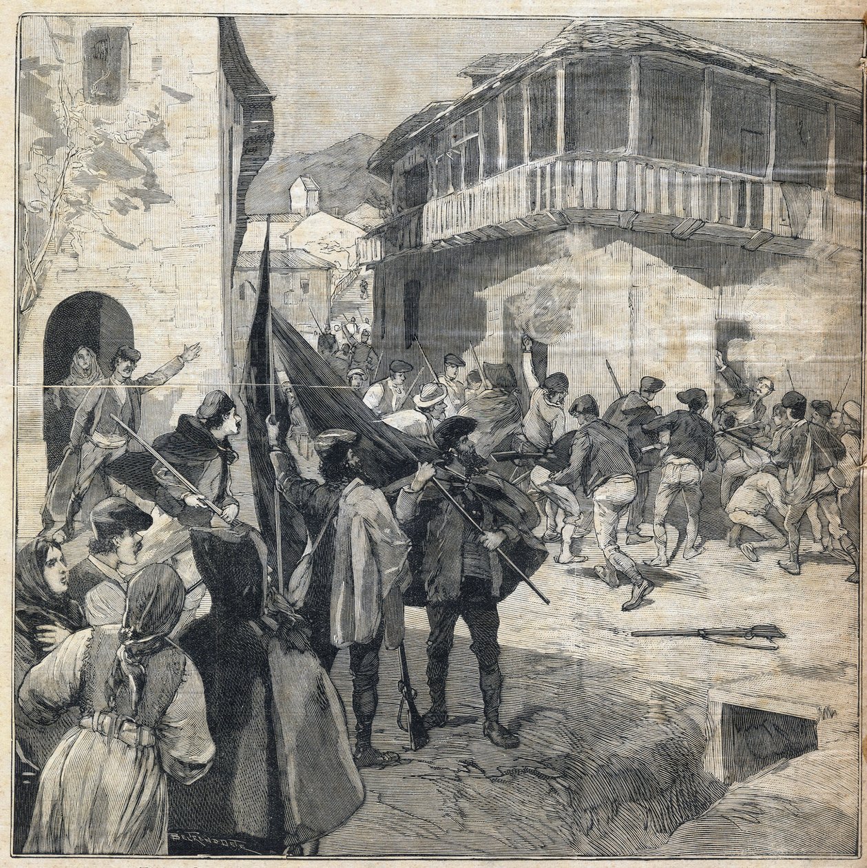 Bøndernes opstand på Sicilien. Indgravering i "" Le Petit Parisien"" den 31/12/1893. af Anonymous Anonymous
