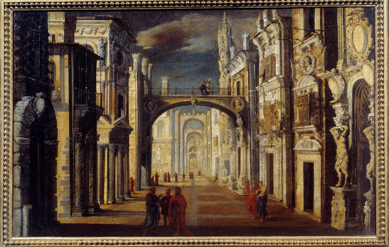Perspektiv interiør Maleri af Francois de Nome (Monsu Desiderio) (1593-1644) 1600-tallet søn. 0,51x0,81m Orleans, Musee des Beaux Arts af Anonymous Anonymous