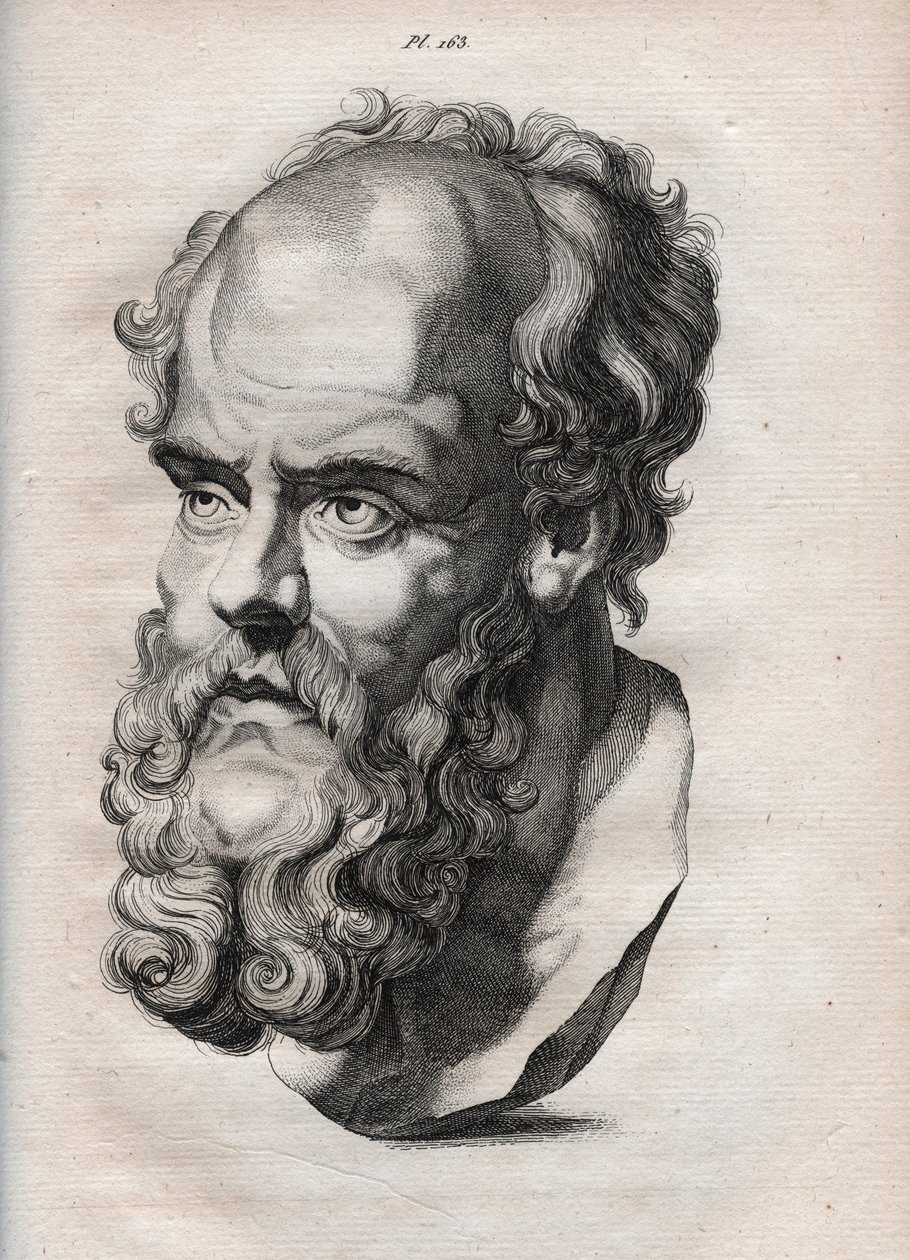 Physiognomy - Physiognomony - den græske filosof Sokrates (ca. 469 f.Kr.-399 f.Kr.) (Buste af Sokrates (ca. 469 f.Kr.-399 f.Kr.), athensk filosof) indgravering fra 1808 i "Kunsten at kende mennesker gennem fysiognomi"" af Johann Gaspar. (Gaspard) Lavater ( af Anonymous Anonymous