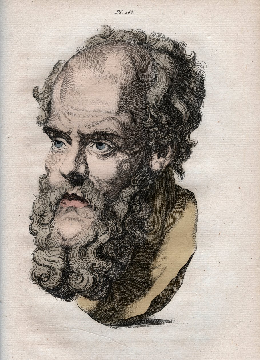 Physiognomy - Physiognomony - den græske filosof Sokrates (ca. 469 f.Kr.-399 f.Kr.) (Buste af Sokrates (ca. 469 f.Kr.-399 f.Kr.), athensk filosof) indgravering fra 1808 i "Kunsten at kende mennesker gennem fysiognomi"" af Johann Gaspar. (Gaspard) Lavater ( af Anonymous Anonymous