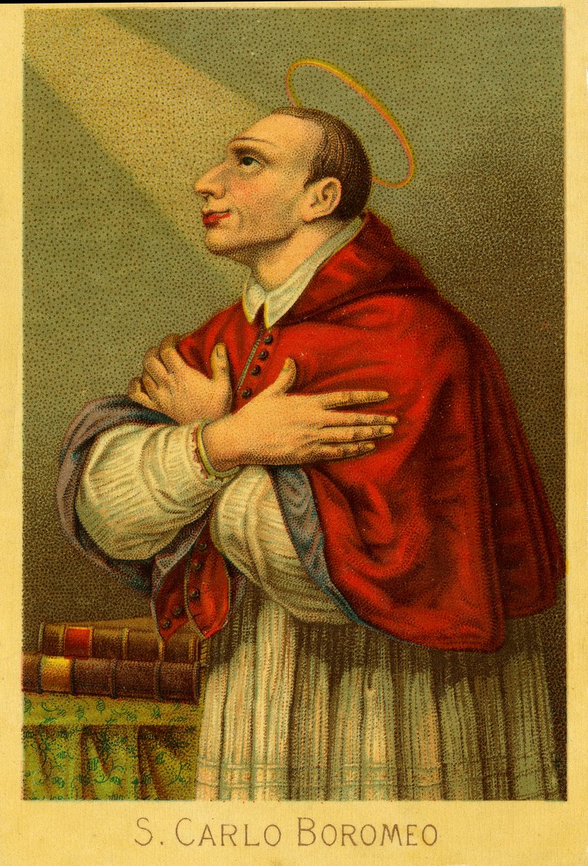 Fromme billede: Charles Borromeo kardinalærkebiskop af Milano (kromolitografi) af Anonymous Anonymous
