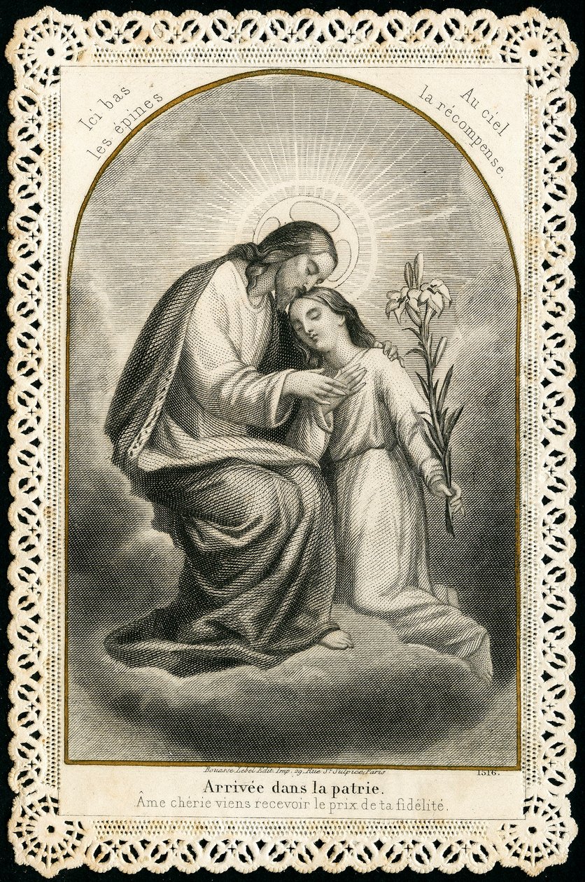 Fromme billede: Jesus modtager de troendes sjæle (gravering) af Anonymous Anonymous