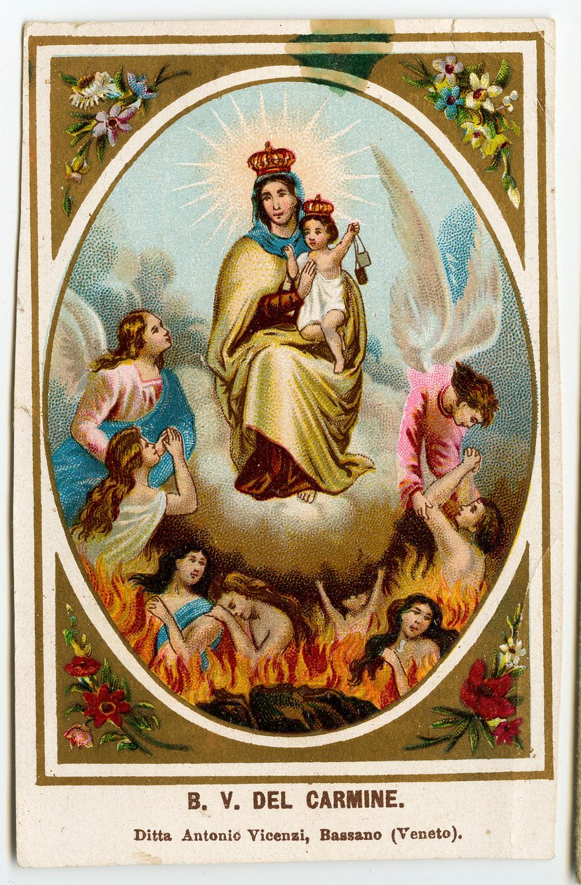Fromme billede: Vor Frue af Mount Carmel (kromolitografi) af Anonymous Anonymous