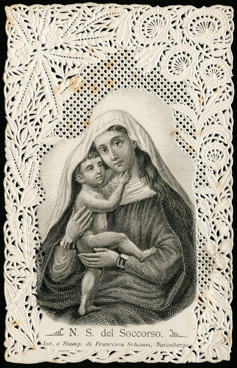 Fromt billede: Vor frue af god hjælp, med Jesus (gravering) af Anonymous Anonymous