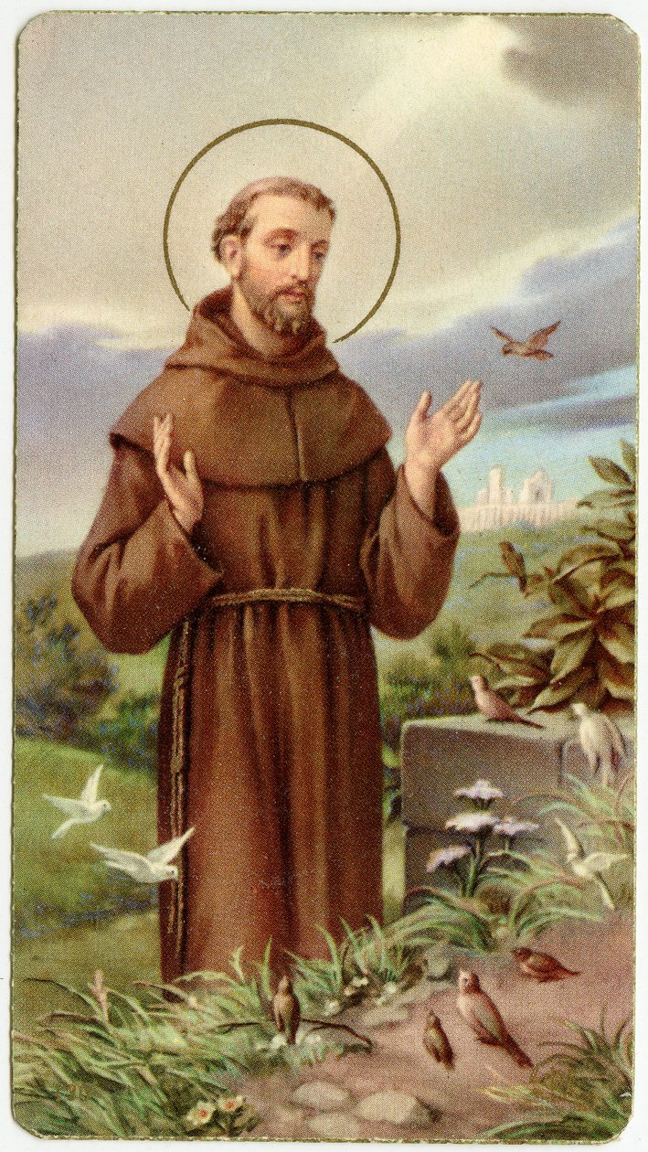 Fromme billede: Sankt Frans af Assisi (kromolitografi) af Anonymous Anonymous