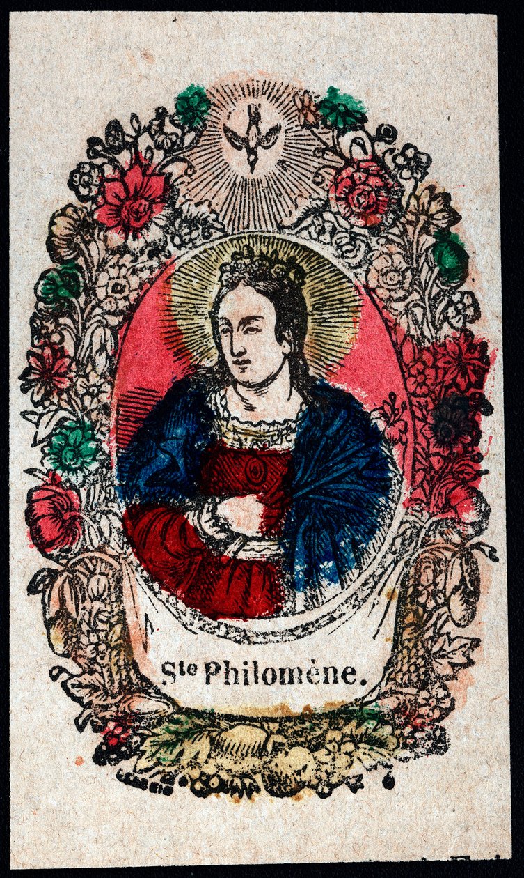 Fromme billede: Sankt Philomene. Gravering af det 19. århundredes privatsamling af Anonymous Anonymous
