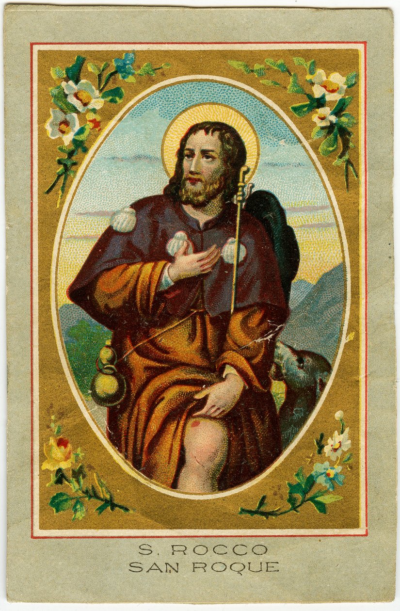 Fromme billede: San Rocco påberåbt sig mod pesten (kromolitografi) af Anonymous Anonymous