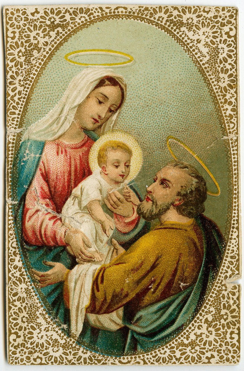 Fromme billede: Den hellige familie (kromolithografi) af Anonymous Anonymous