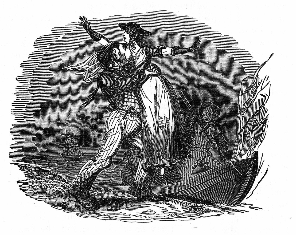 Piraten Charles Gibbs tager en hollandsk pige fra sit skib (begyndelsen af det 19. århundrede). Indgravering af "" Piratens egen bog "" 1837. af Anonymous Anonymous