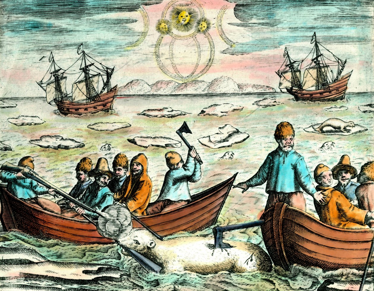 Isbjørnejagtscene i Canada. 1700-tals gravering Privat samling af Anonymous Anonymous