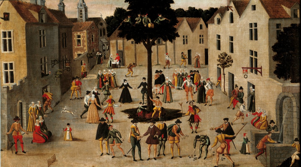 Populær tradition: "" Populær fest omkring Arbre de Mai (elm) i Paris"" Anonymt maleri. 16. århundrede søn. 0,7x1,3 m Paris, Musee Carnavalet af Anonymous Anonymous