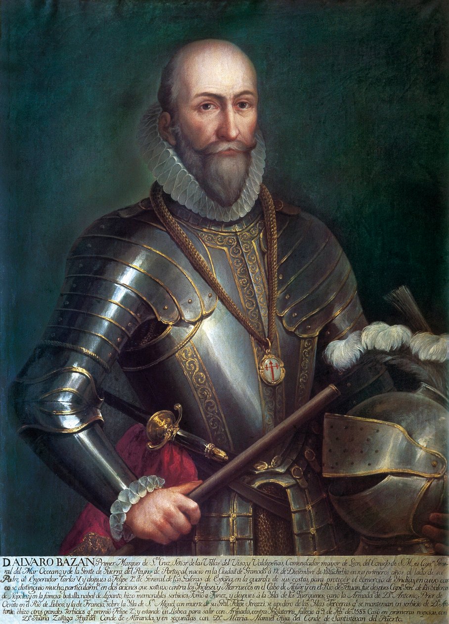 Portræt af Alvaro de Bazan y Guzman, den første markis af Santa Cruz (1526-1588), spansk admiral og navigatør. Anonym maleri, olie på lærred. af Anonymous Anonymous
