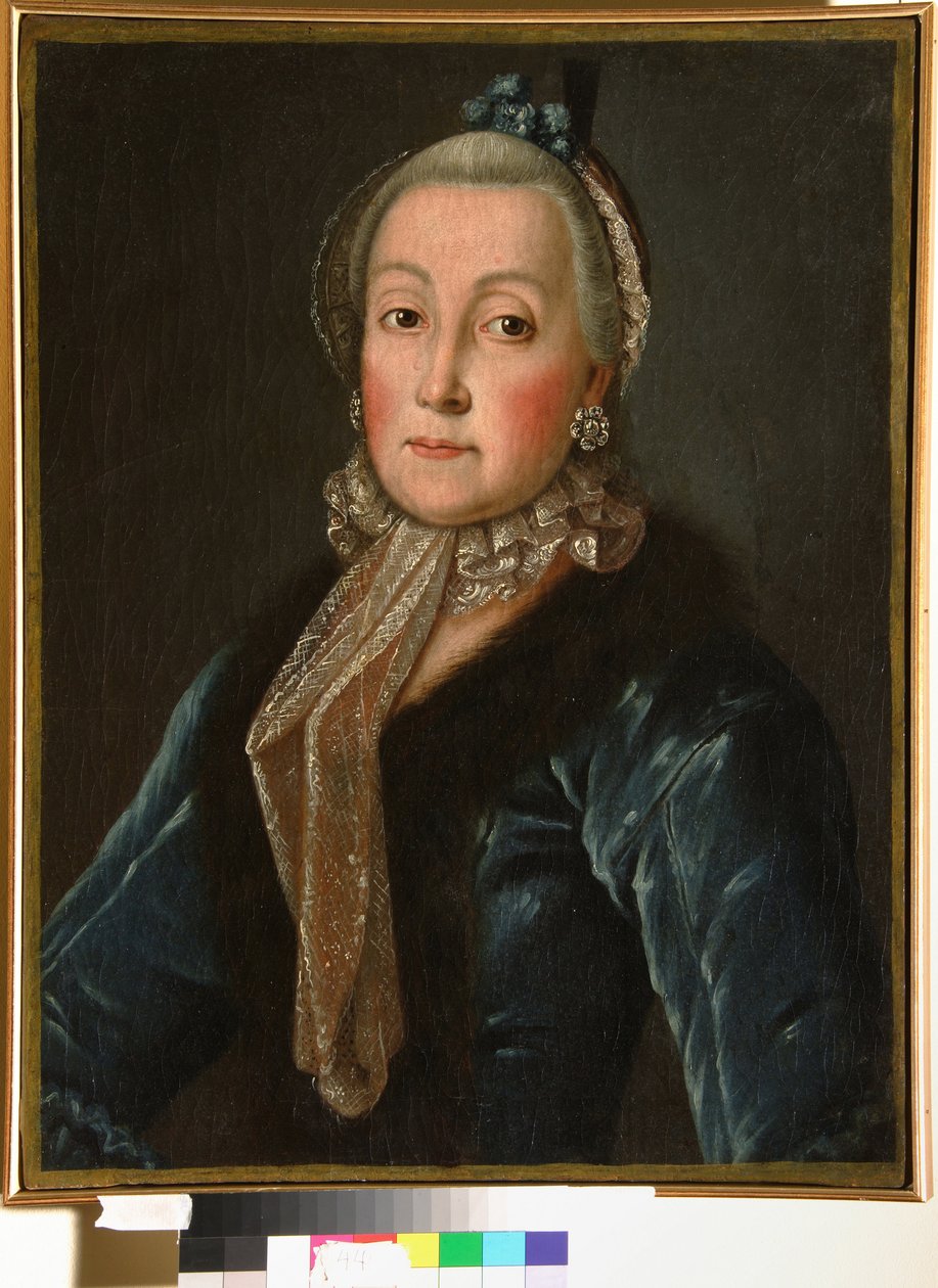 Portræt af grevinde Anna Danilova Trubetskaya (1710-1780), født Drutskaya Sokolinskaya - Anonymt maleri, olie på lærred (60x46,5 cm), anden halvdel af det 18. århundrede - (Portræt af grevinde Anna Danilovna Trubetskaya, født Drutskaya-Sokolinskaya, Oil af Anonymous Anonymous