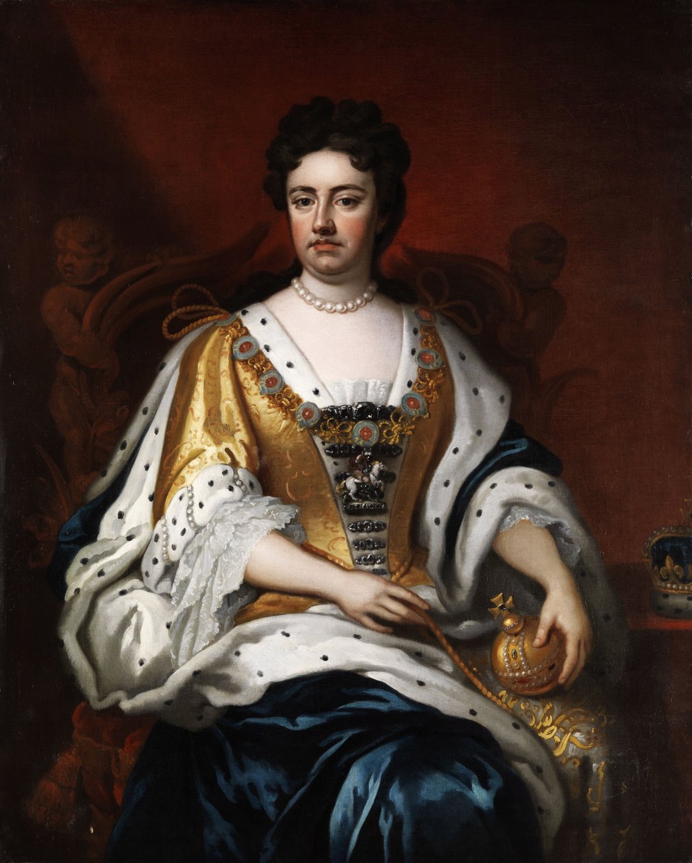 ""Portræt af dronning Anne Stuart (1665-1714)"" (Portræt af dronning Anne (1665-1714)) Anonymt maleri 1600-tallet Dim 126x102 cm Privat samling af Anonymous Anonymous