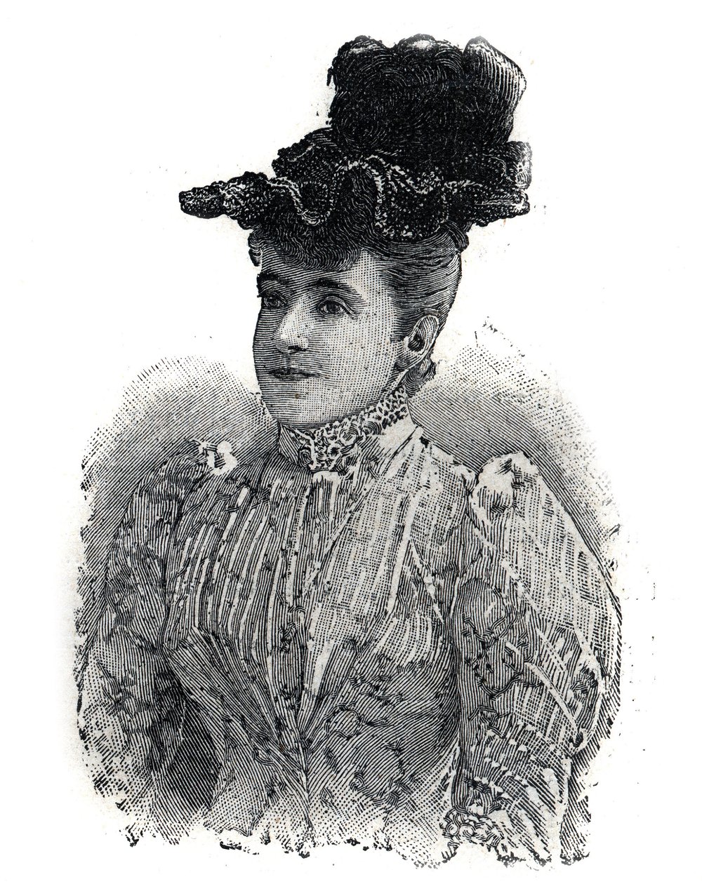 Portræt af Adelina Patti (1843-1919), italiensk sangerinde. Gravering i "" Le Petro Parisien"" af Anonymous Anonymous