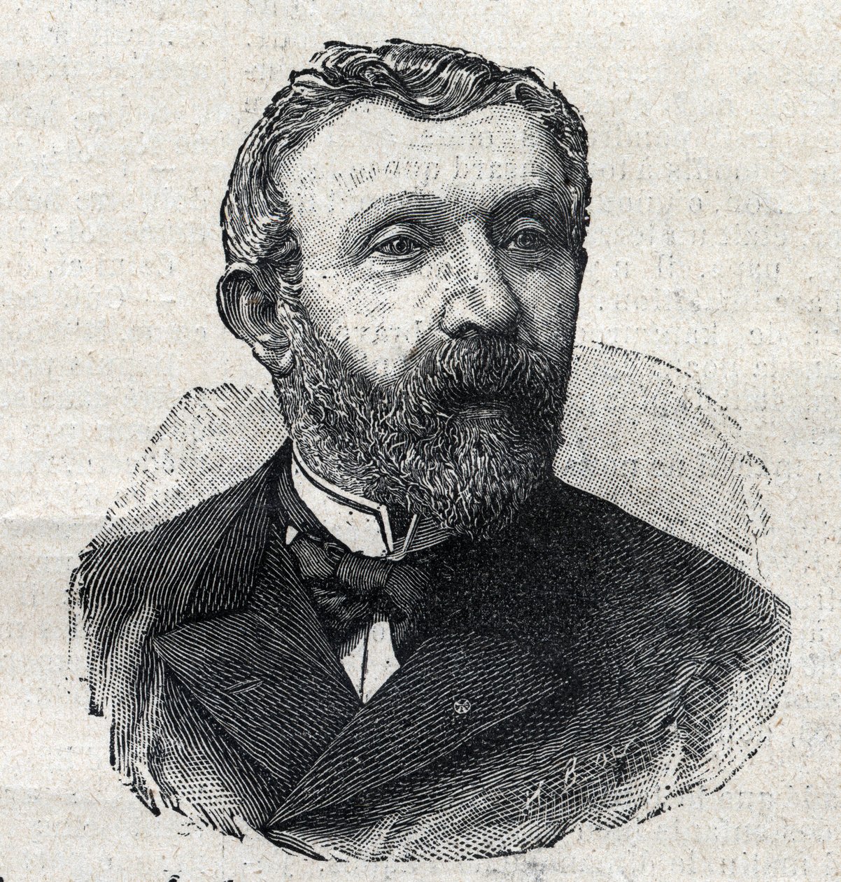 Portræt af Alfred Mezieres (1826-1915), fransk litteraturhistoriker, journalist og politiker. Indgravering i "Le Petit Parisien" af Anonymous Anonymous