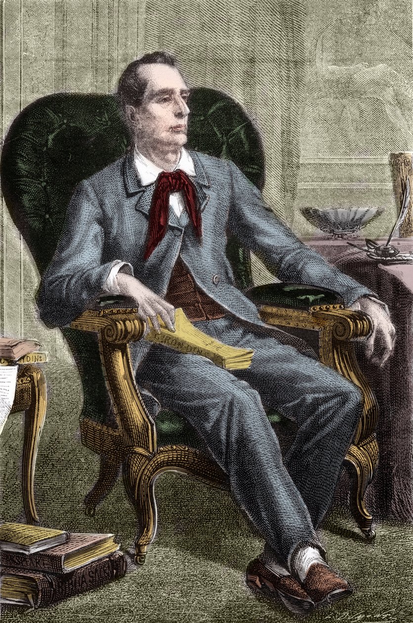 Portræt af Alphonse de Lamartine (1790-1869) - Portræt af Alphonse de Lamartine (1791-1869), fransk forfatter og politiker - Indgravering i "Histoire des Girondins" af Alphonse de Lamartine (1790-1869) 18665 - 18665-1865 af Anonymous Anonymous