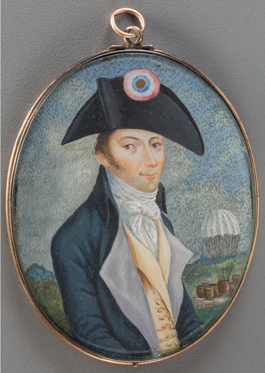 Portræt af Andre Jacques Garnerin (1769-1823), Anonym. Akvarel, Gouache på horn, slutningen af 1700-tallet. Privat samling af Anonymous Anonymous