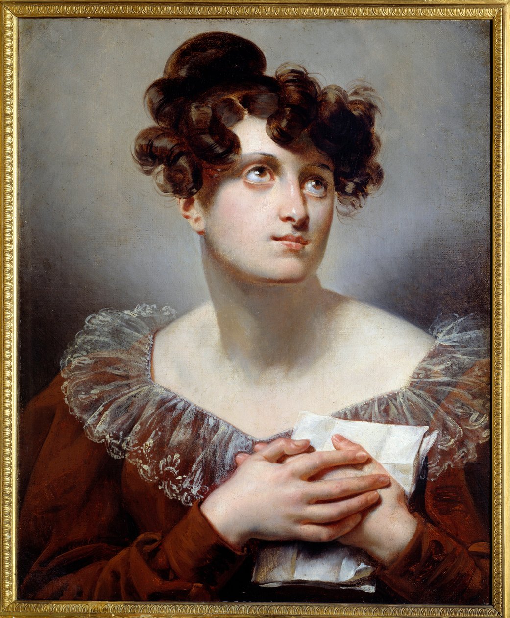 Portræt af Anne Francoise Boutet kaldet Mademoiselle Mars (1779-1847), fransk skuespillerinde. Anonymt maleri af Anonymous Anonymous