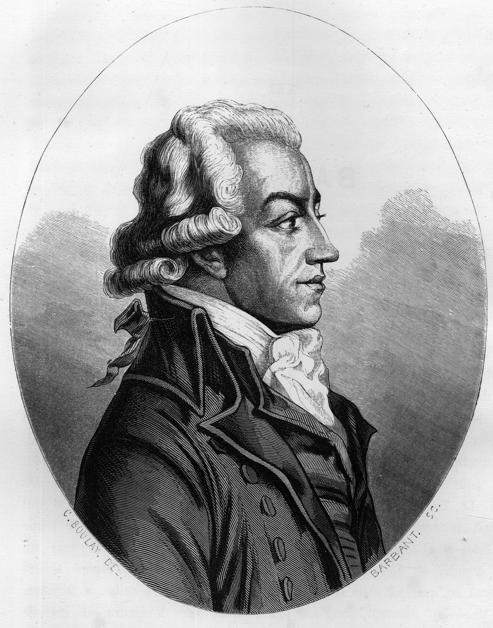 Portræt af Antoine Pierre Joseph Marie Barnave (1761-1793) fransk politiker - Indgravering fra 1863 i "Den Røde Bog - Histoire De L